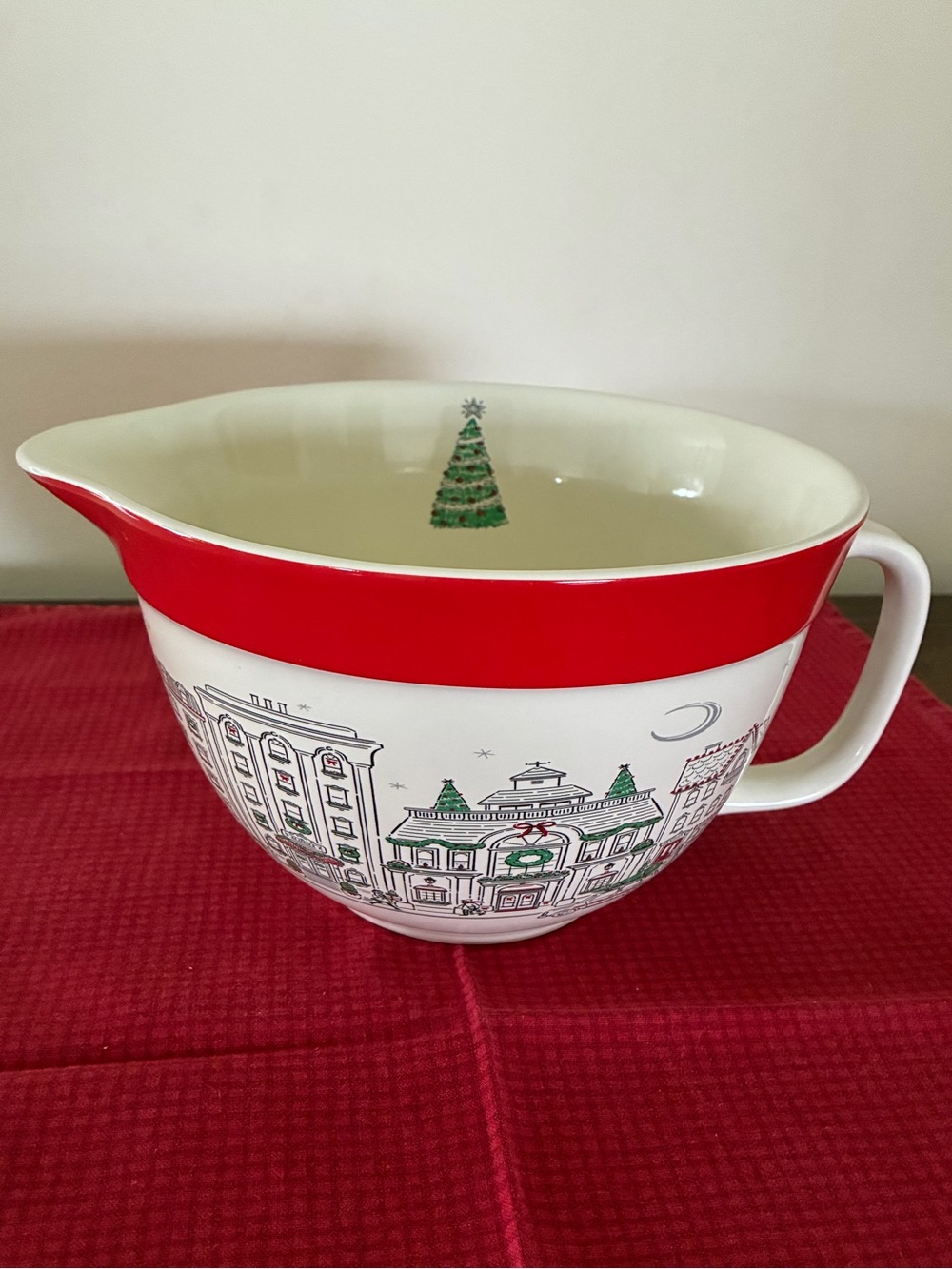 Holiday Ceramic Batter Bowl with Christmas City Scene by The Bake Shop